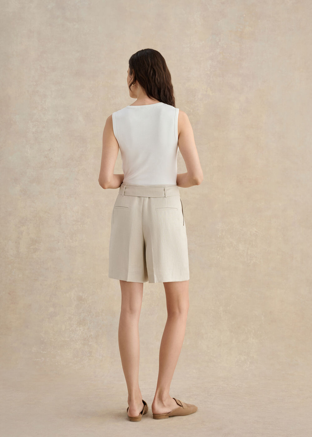 Iza Linen Shorts, Neutral, hi-res