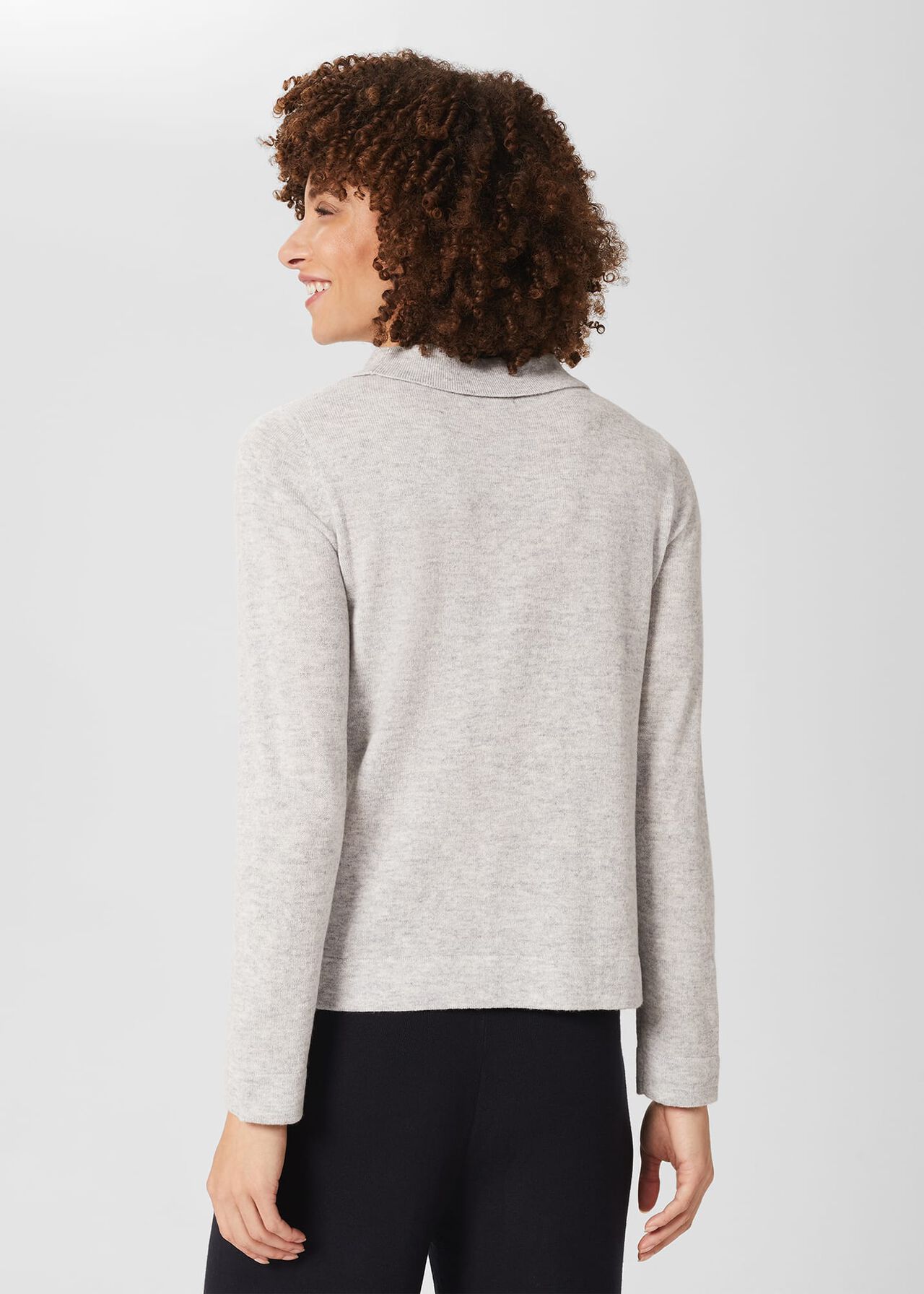 Priya Wool Cashmere Jumper, Pale Grey Marl, hi-res