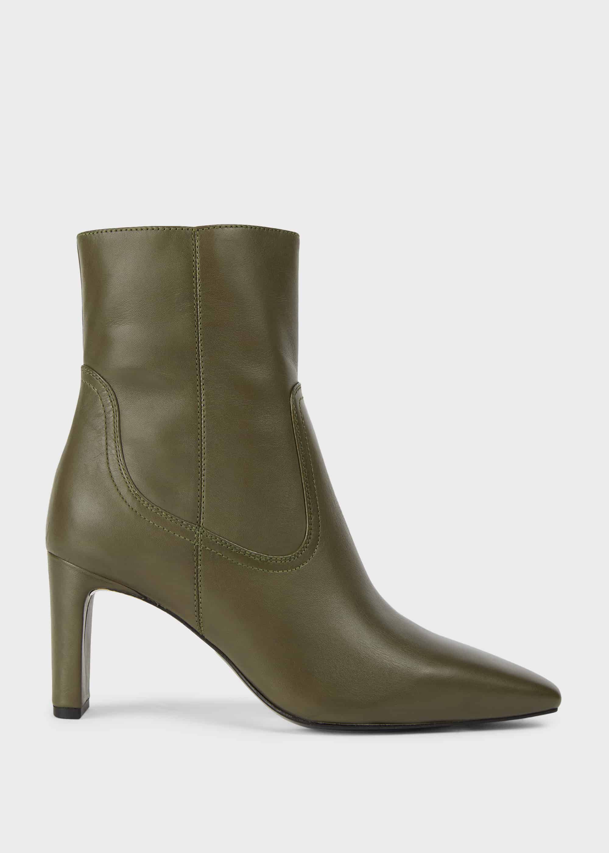 Olive green clearance leather booties