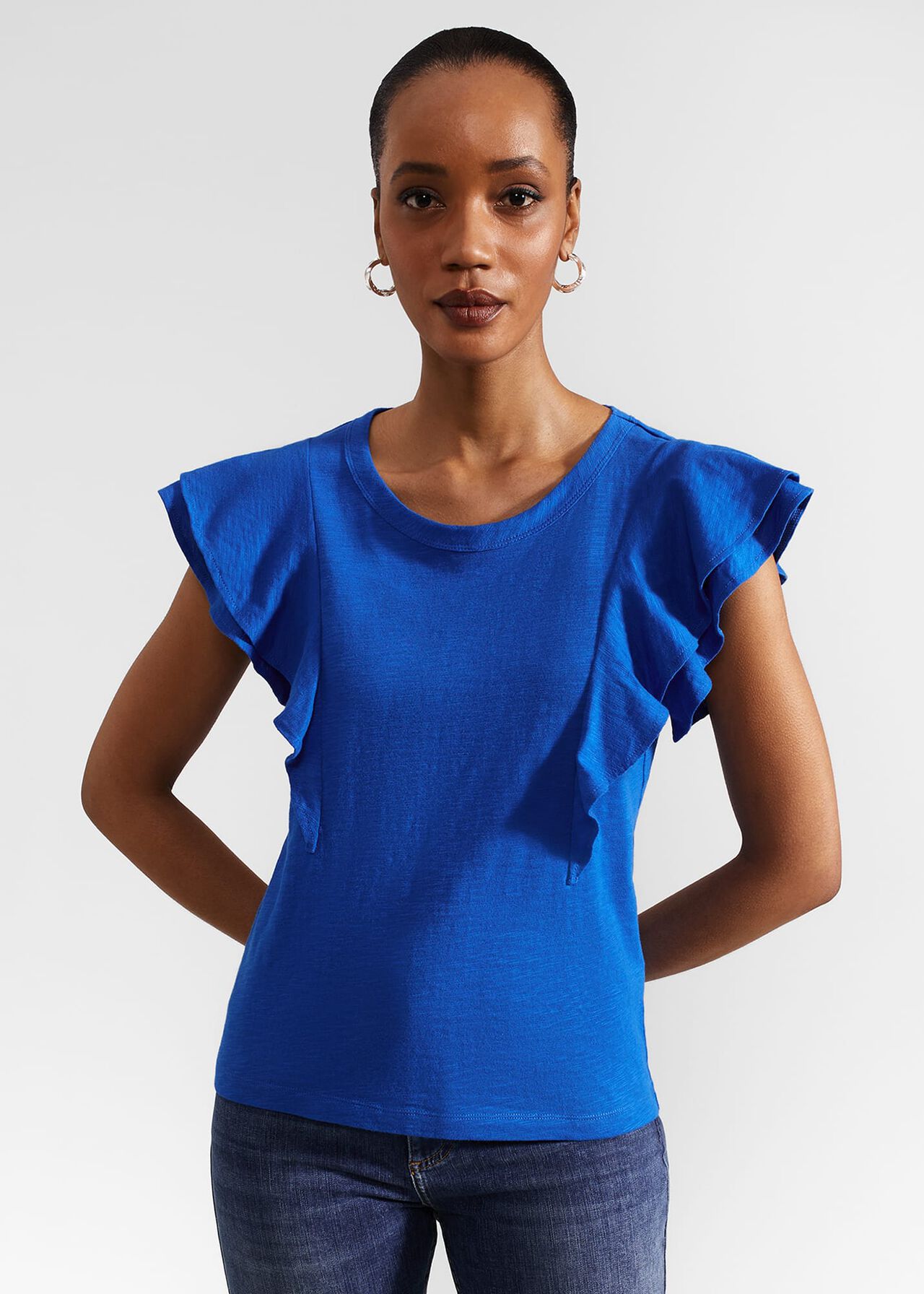 Isabella Cotton Slub Top, Atlantic Blue, hi-res