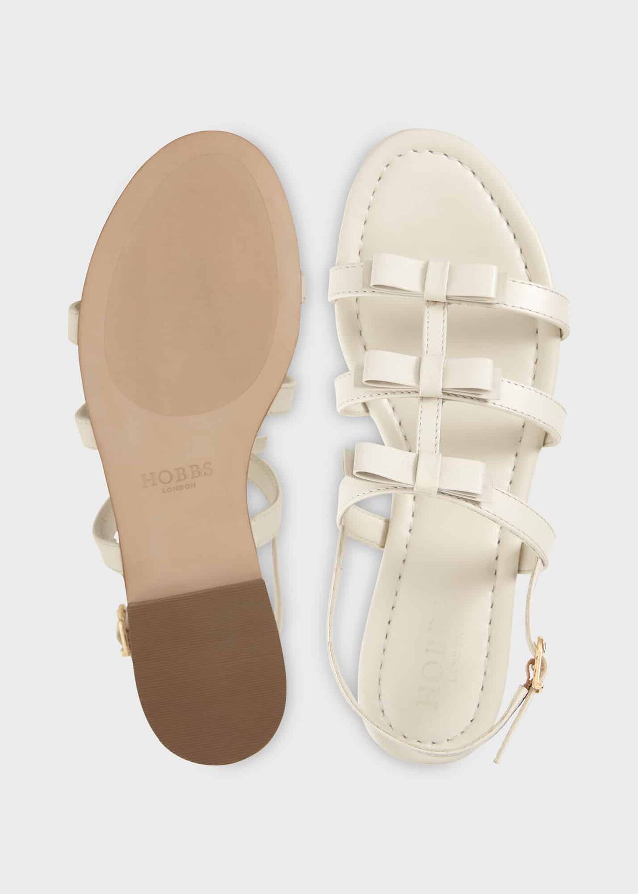 Holly Leather Bow Sandals, White, hi-res