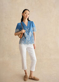Sloane Blouse, Blue Ivory, hi-res