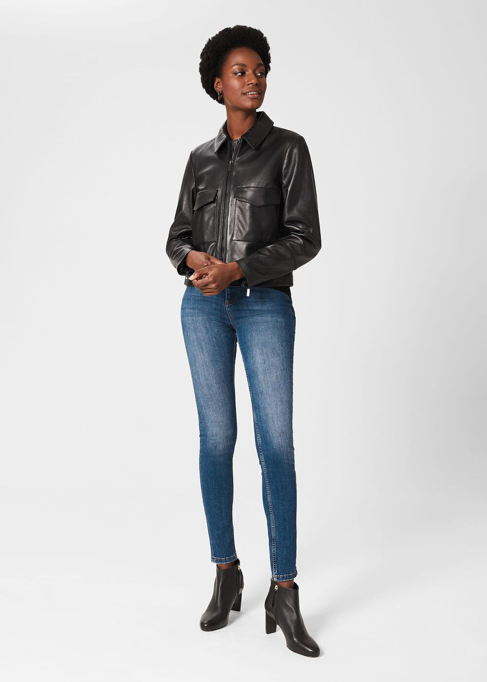 Elise Leather Jacket , Black, hi-res