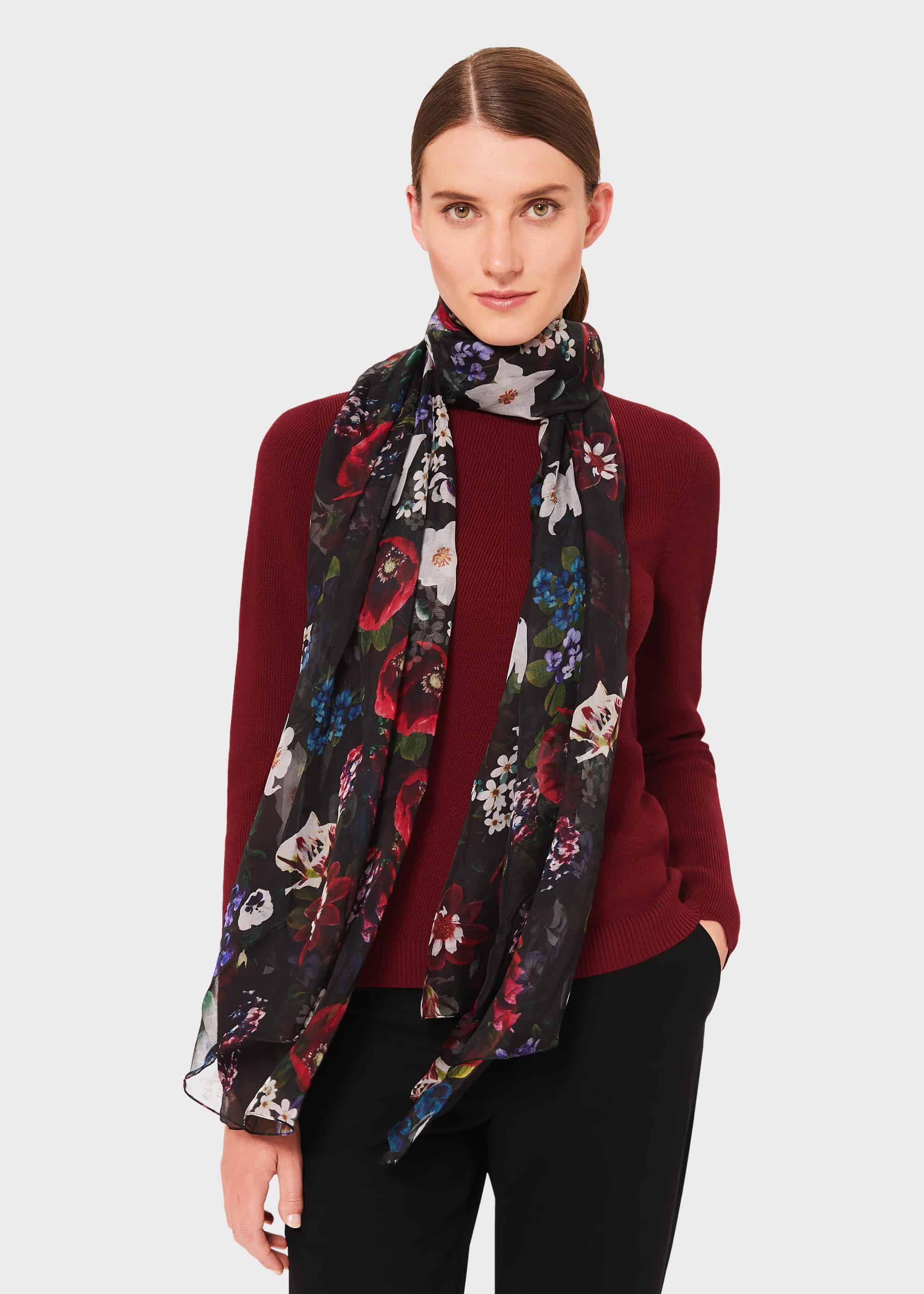 Silk floral scarf clearance