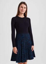 Gill Knitted Dress, Hobbs Navy Blue, hi-res