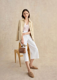 Petite Kimmi Crop Trousers, White, hi-res