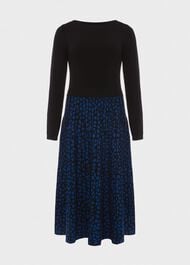 Petite Elena Knitted Dress, Black Blue, hi-res