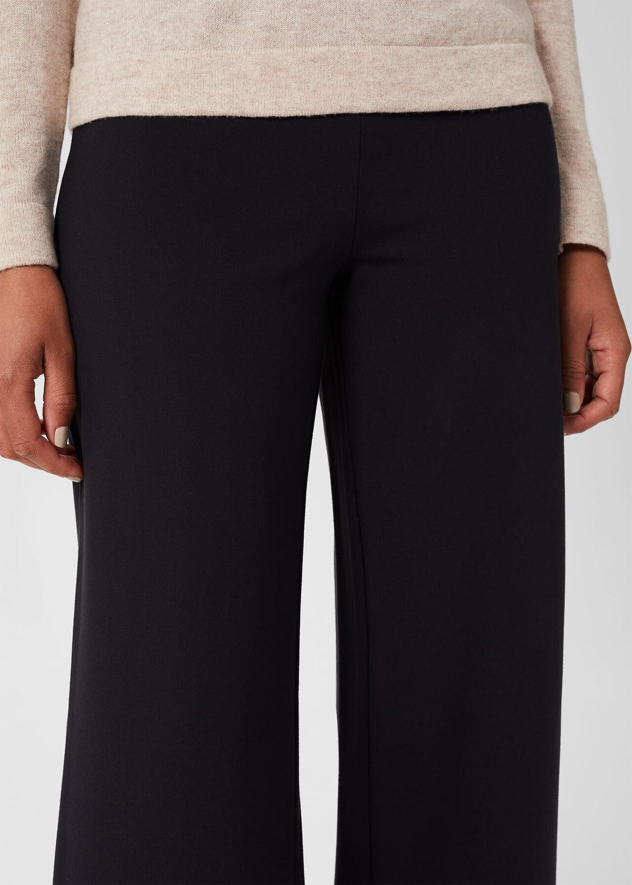 Pippa Jersey Wide Leg Trousers, Navy, hi-res