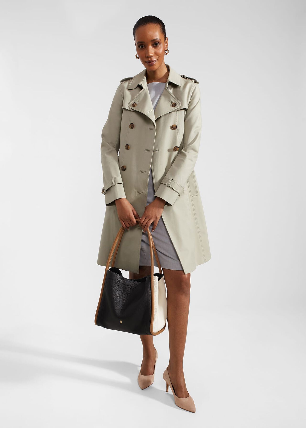 Petite Saskia Shower Resistant Trench Coat, Sage Green, hi-res