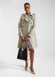 Petite Saskia Shower Resistant Trench Coat, Sage Green, hi-res