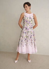 Carly Floral Dress, Pale Pink Multi, hi-res