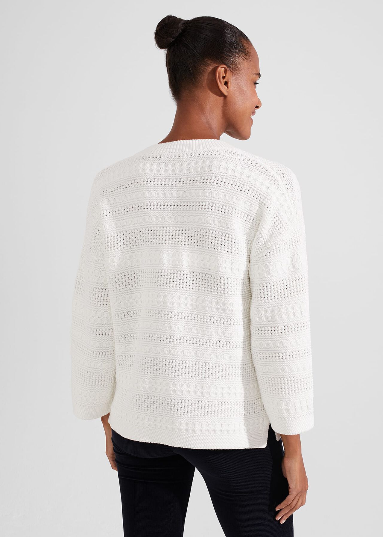 Hadley Cotton Sweater, Ivory, hi-res