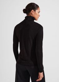 Olive Sparkle Roll Neck Jumper, Black Red, hi-res