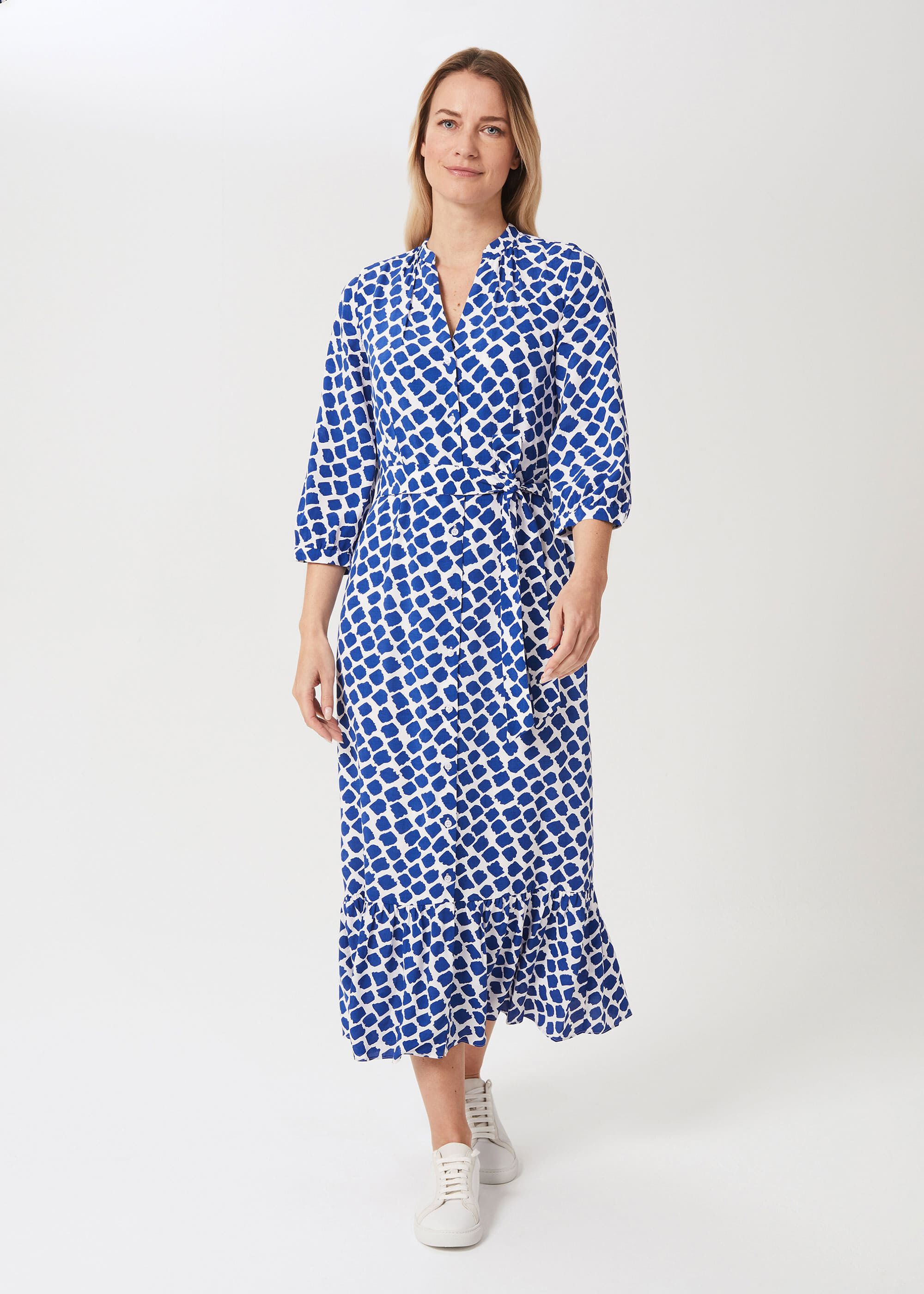 Hobbs blue spotty dress sales