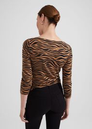 Sonya Printed Top, Camel Black, hi-res