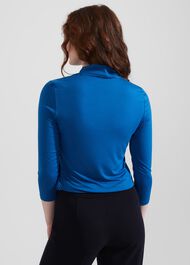 Alba Tie Neck Top, Electric Blue, hi-res