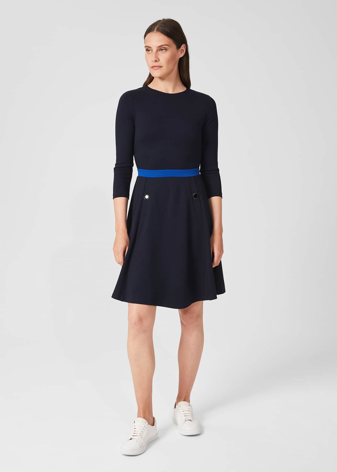 Gina Ponte Jersey Dress, Navy Blue, hi-res