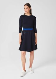 Gina Ponte Jersey Dress, Navy Blue, hi-res