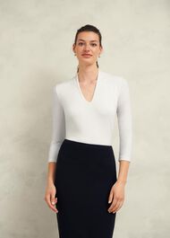 Aimee Double Fronted Top, Ivory, hi-res
