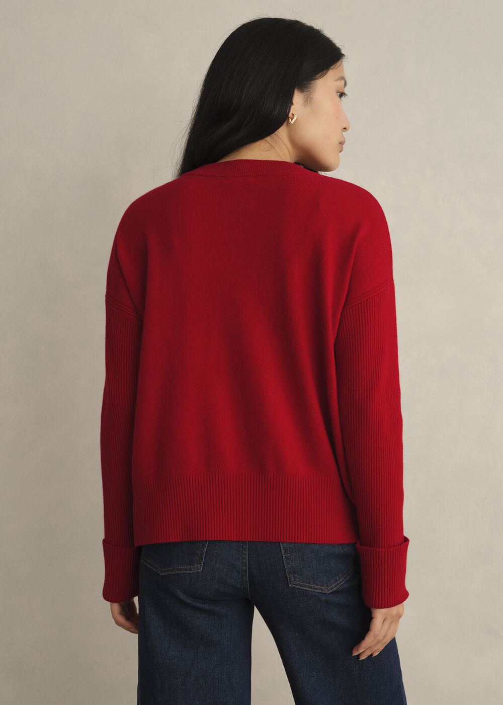 Darla Wool Blend Knitted Jumper, Pomegranate Red, hi-res