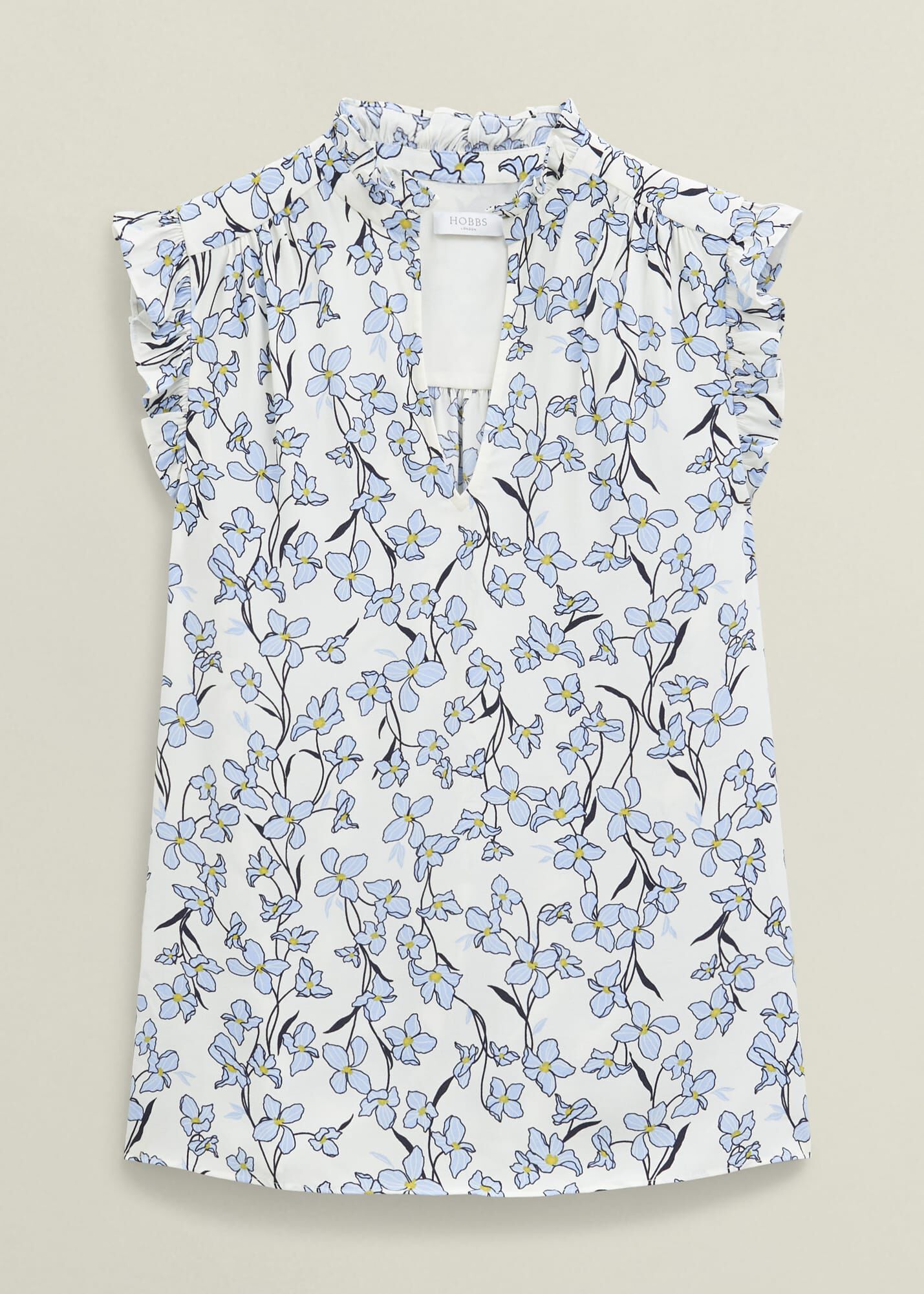 Ivory Floral Jules Top with Frill Sleeve | Hobbs UK |