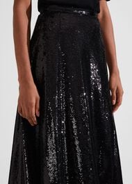 Greta Sequin Skirt, Black, hi-res