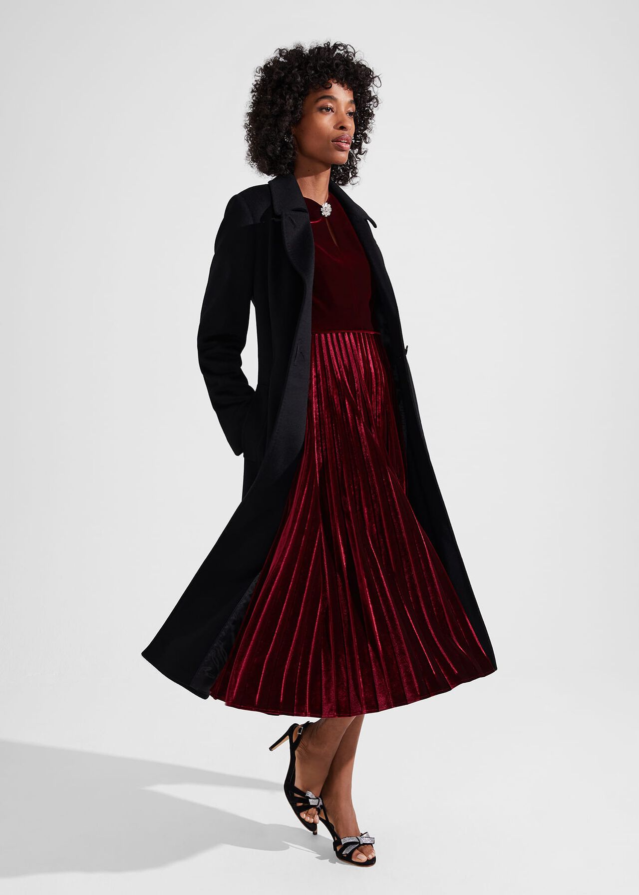 Rosalie Velvet Dress, Deep Red, hi-res