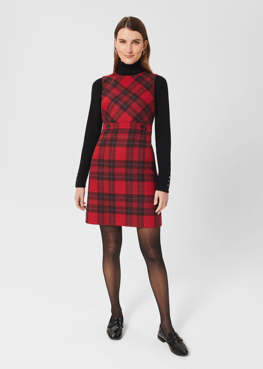 Melanie Wool Dress, Red Black, hi-res