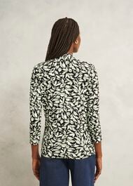 Aimee Printed Top, Navy Green, hi-res