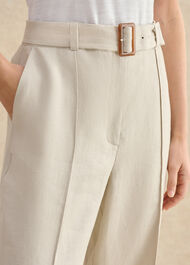 Petite Zainah Linen Wide Leg Trousers, Neutral, hi-res