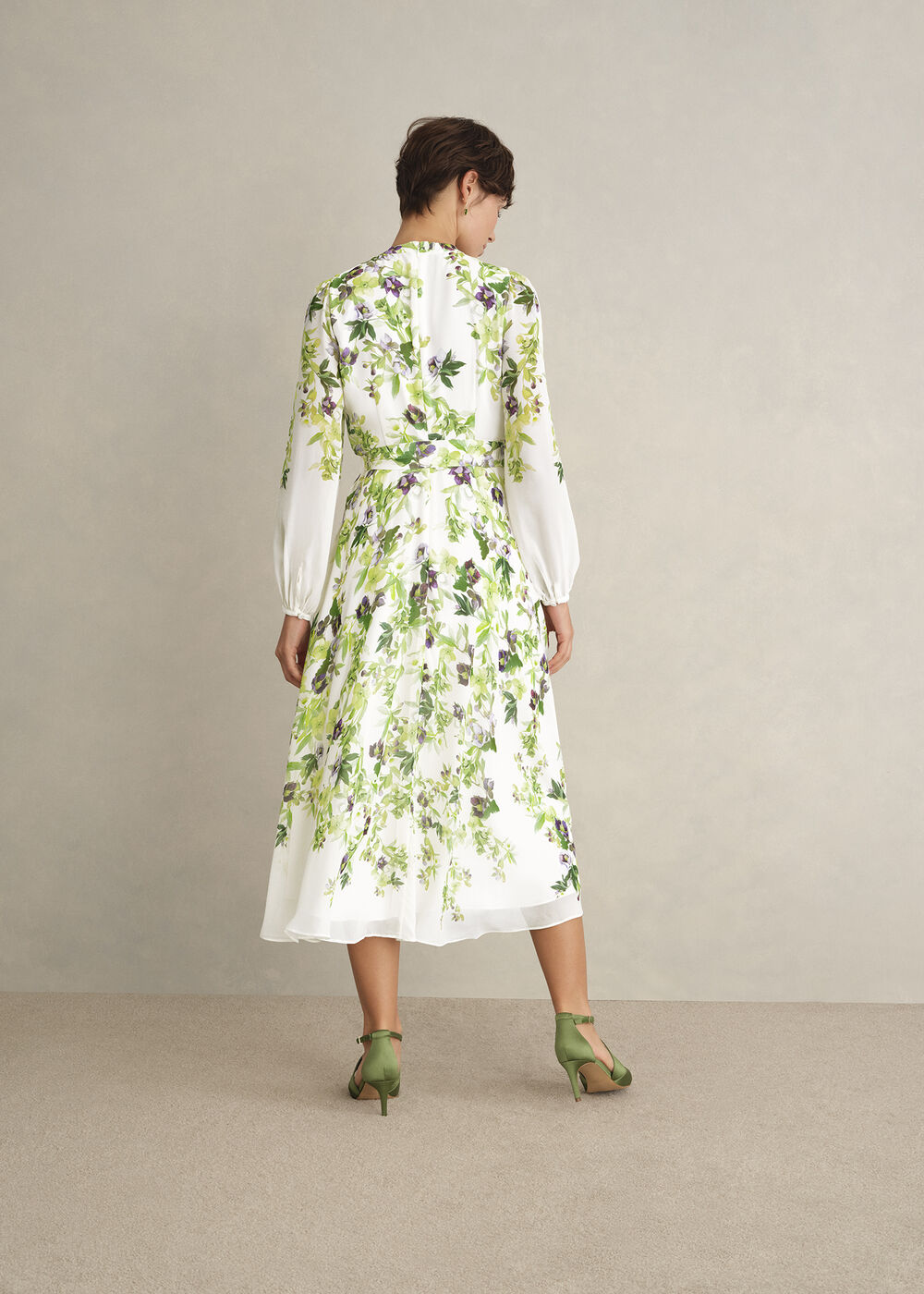 Pia Silk Floral Dress, Ivory Multi, hi-res