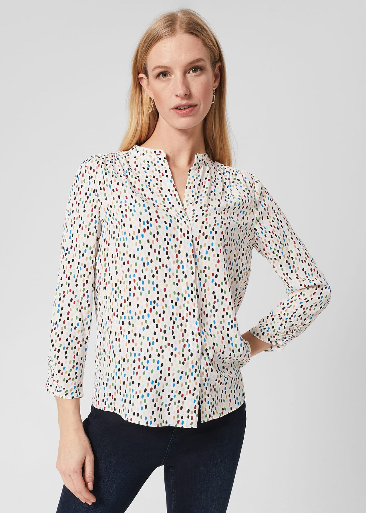 Luca Blouse, Ivory Multi, hi-res