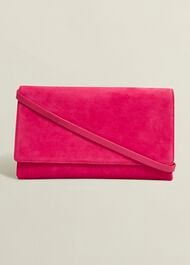 Renata Suede Clutch, Zinnia Pink, hi-res