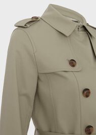 Petite Saskia Shower Resistant Trench Coat, Sage Green, hi-res