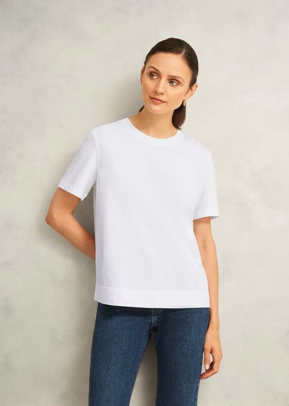 White Lori Cotton Crew Neck Short Sleeve T-Shirt