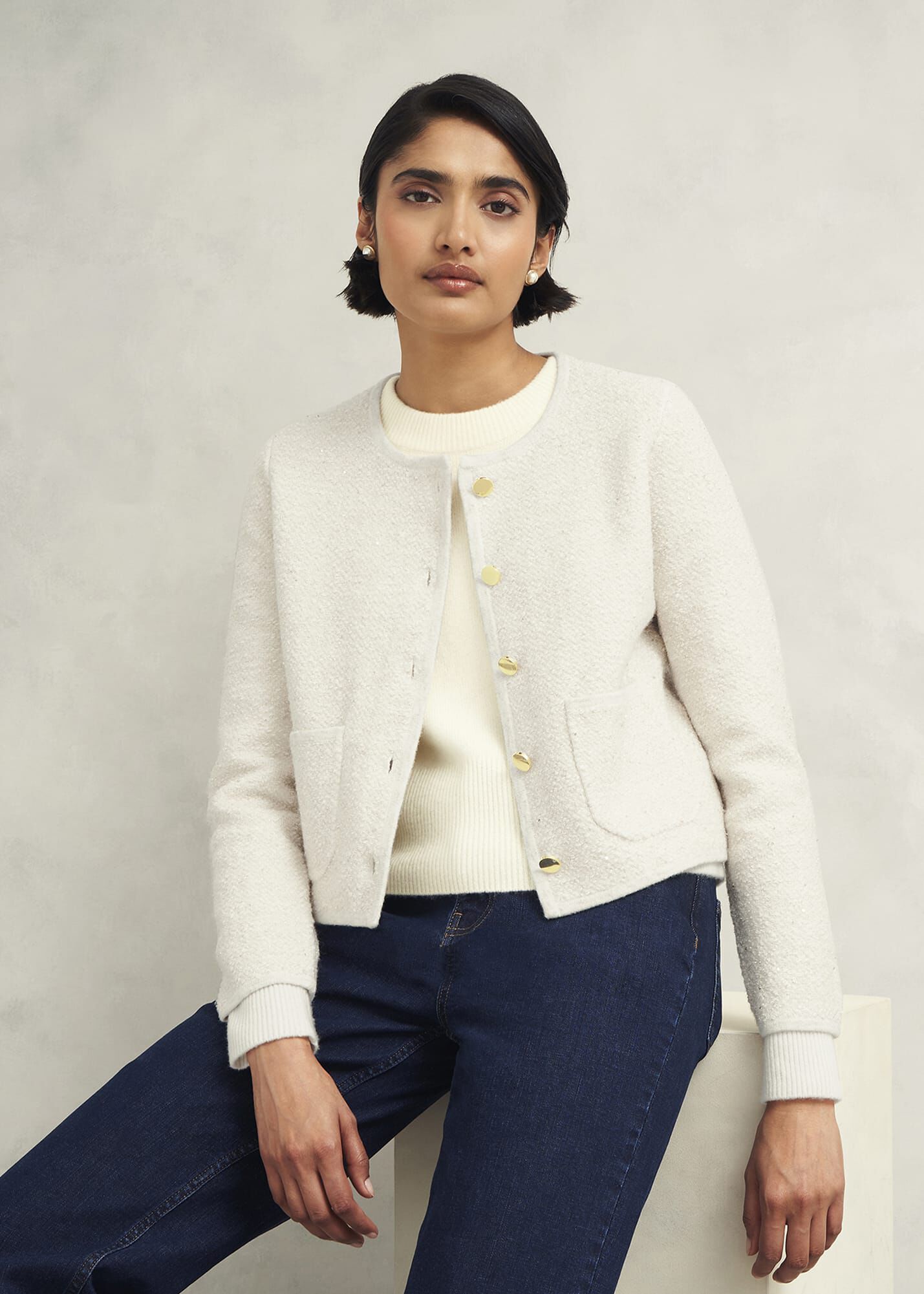 Zayla Sparkle Knitted Jacket | Hobbs US |