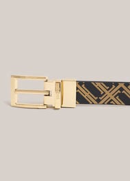 Pauline Leather Reversible Belt, Black Camel, hi-res