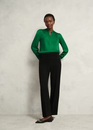 Jade Satin Blouse, Verdant Green, hi-res