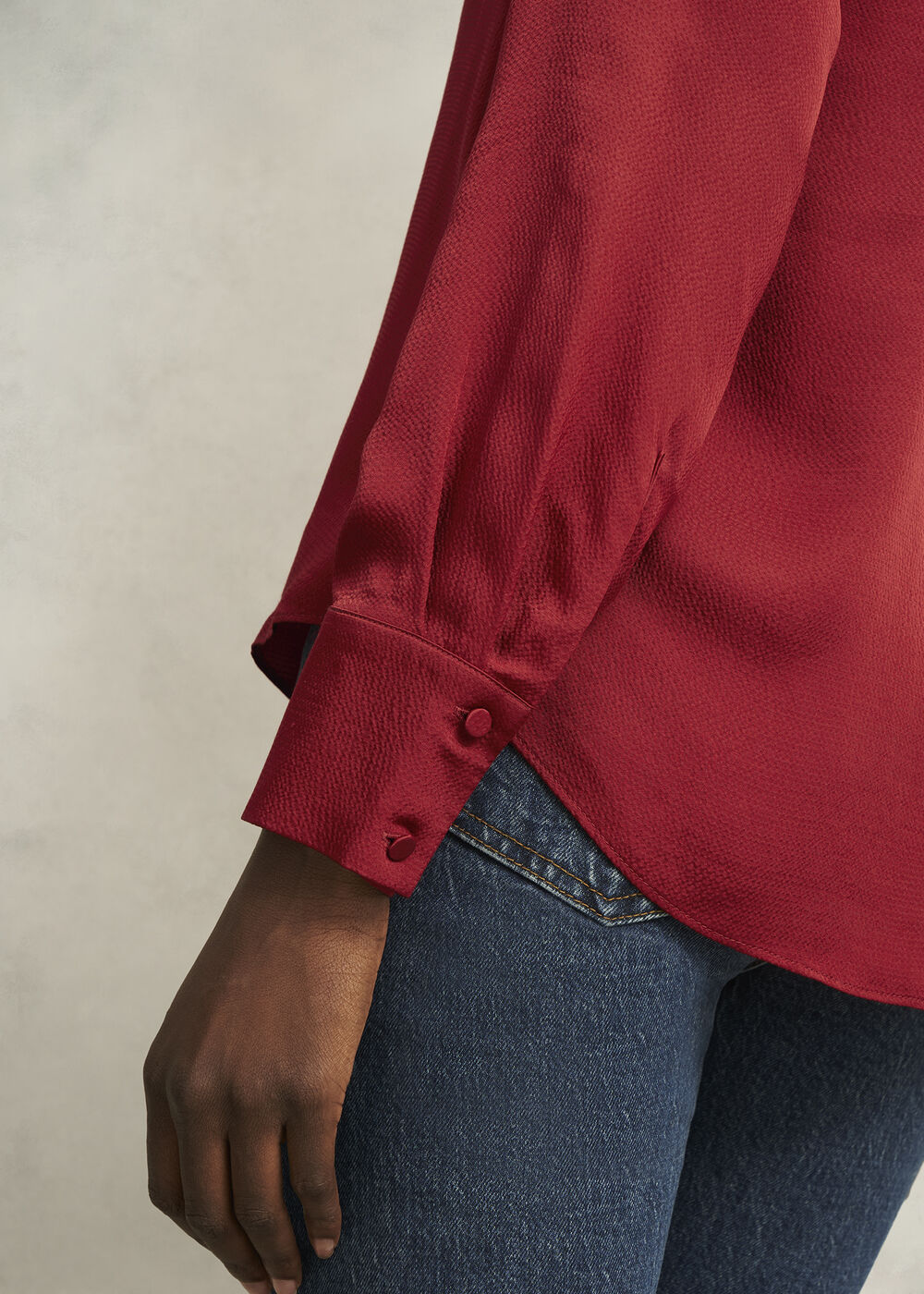 Marie Satin Blouse, Pomegranate Red, hi-res