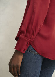 Marie Satin Blouse, Pomegranate Red, hi-res
