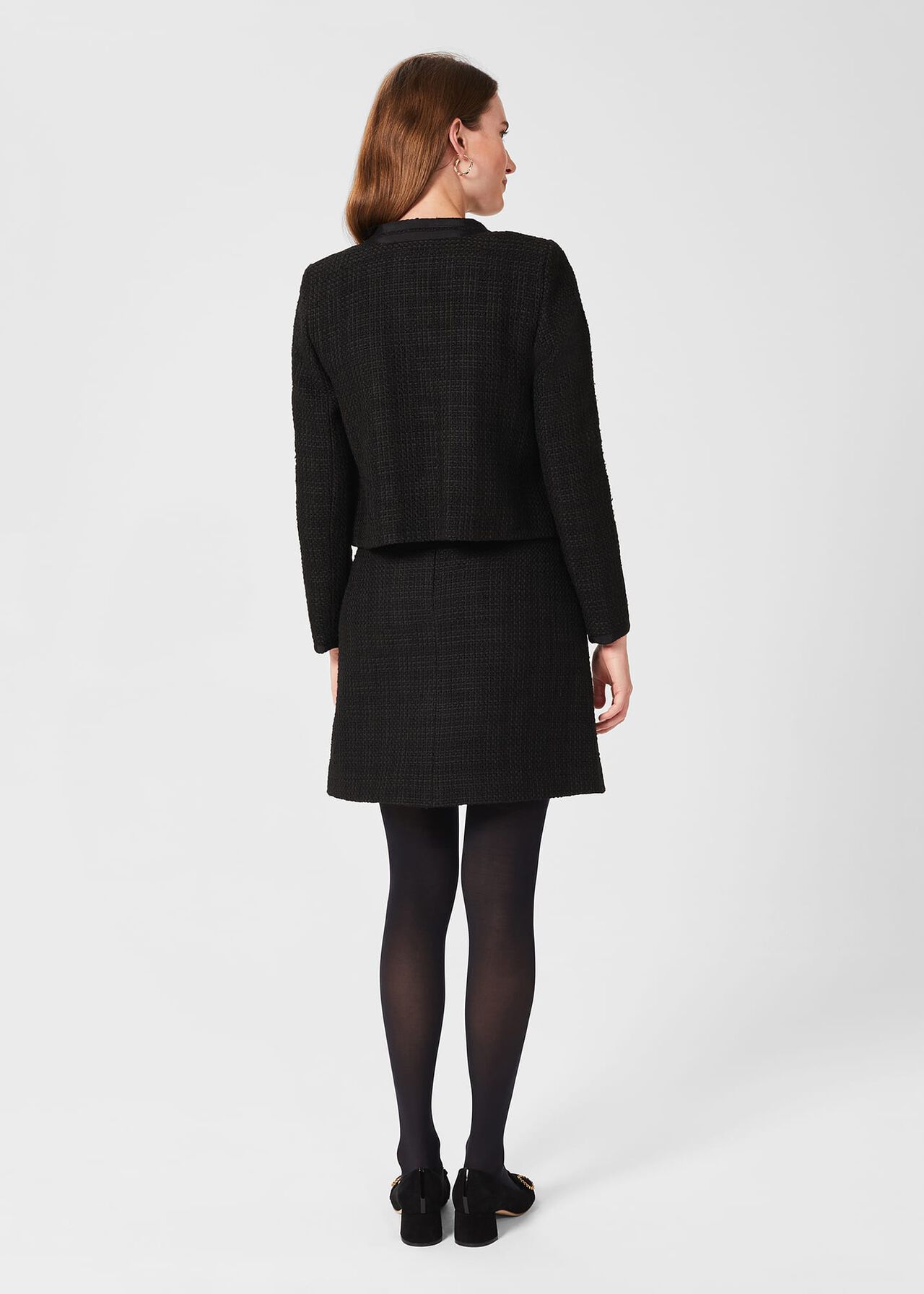Estella Square Neck Tweed Jacket, Black, hi-res