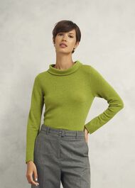 Audrey Wool Cashmere Sweater, Lime Green, hi-res