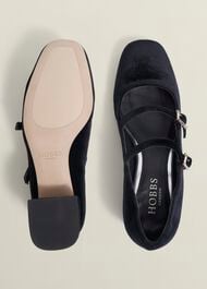 Rosaleen Velvet Heeled Mary Janes, Black, hi-res