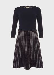 Nyla Knitted Dress, Navy Camel, hi-res