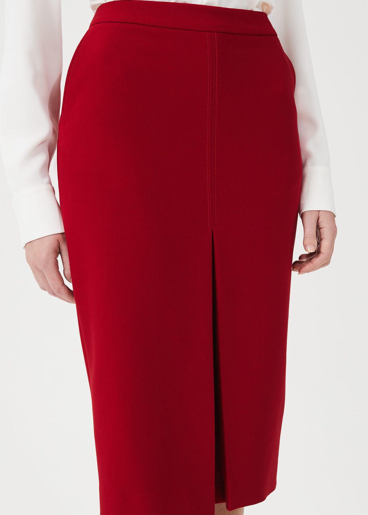 Lucille Pencil Skirt With Stretch, Red, hi-res