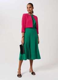 Marie Satin Midi Skirt, Field Green, hi-res