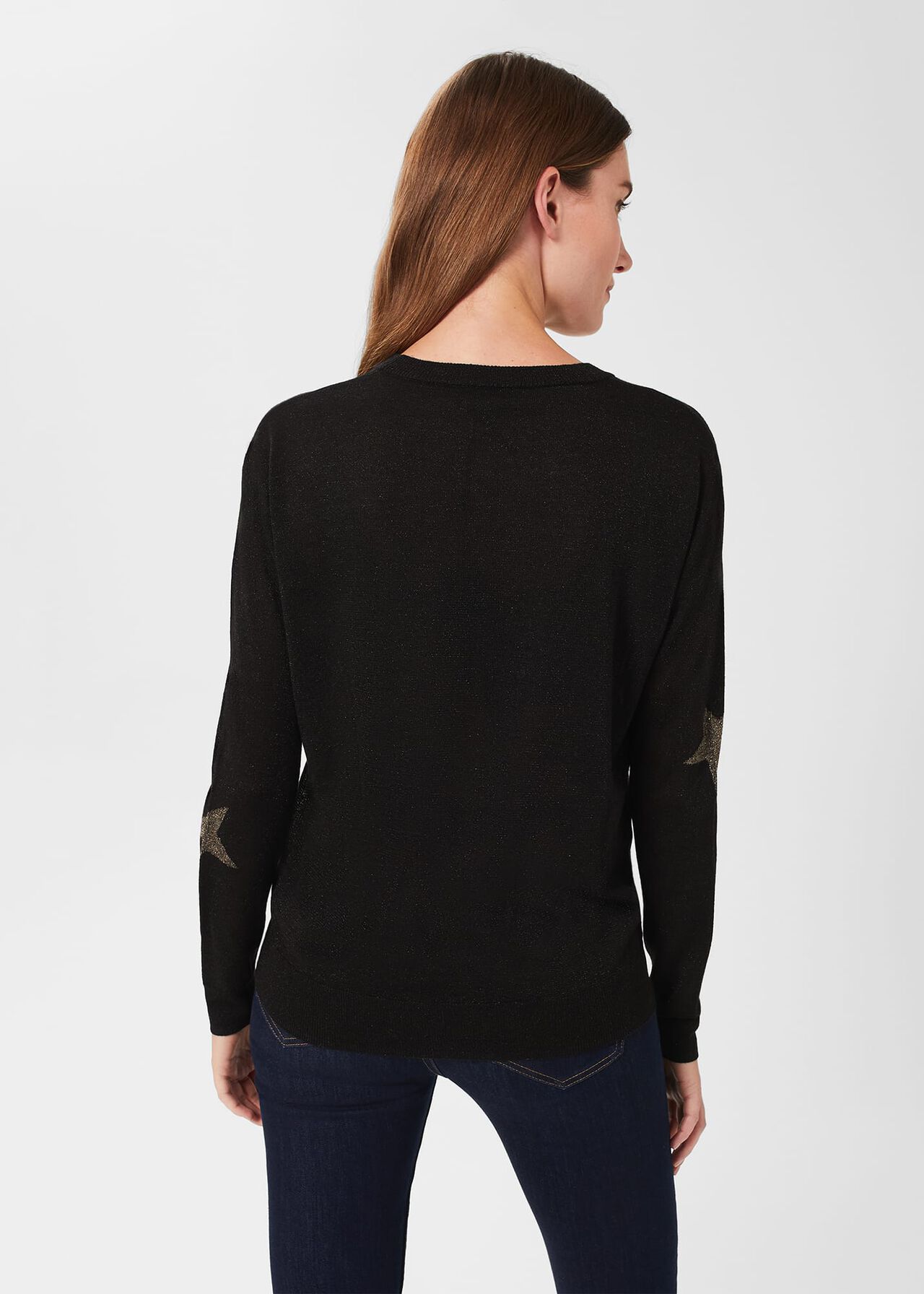 Deborah Lurex Star Jumper, Black Gold, hi-res