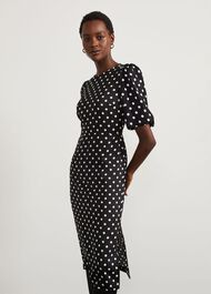 Charlton Spot Dress, Black Cream, hi-res