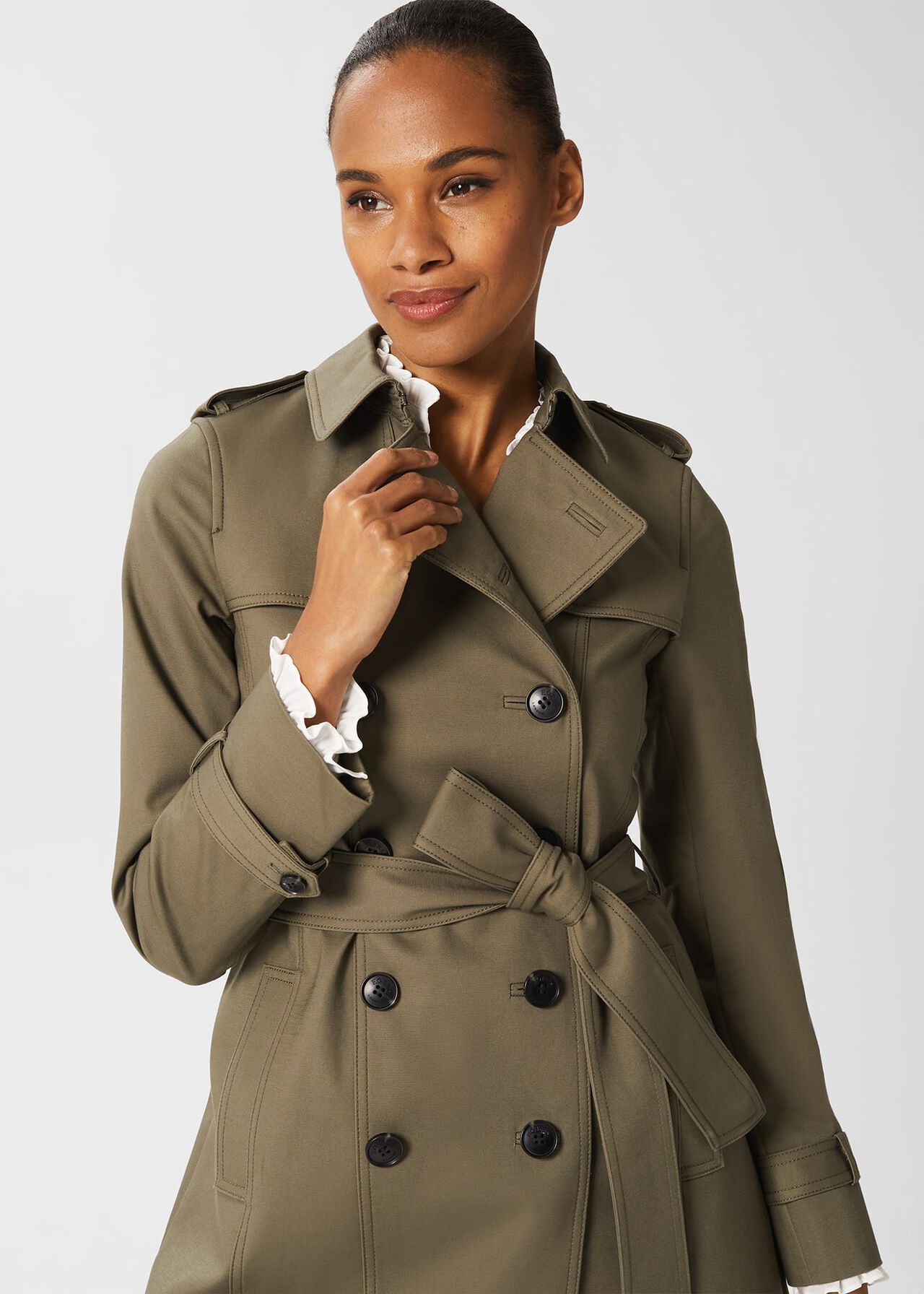 Saskia Water Resistant Trench Coat, Olive Green, hi-res