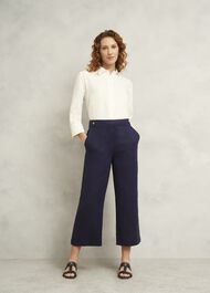 Josephine Linen Trousers, True Navy, hi-res